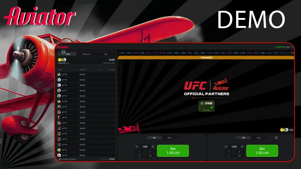 Aviator demo mode